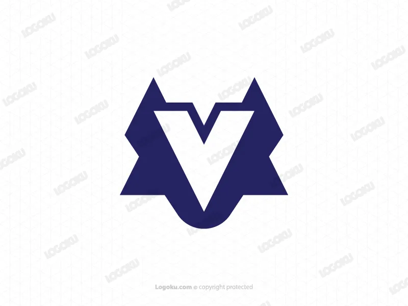Einfaches Logo Mit Dem Buchstaben V Und Dem Wolf