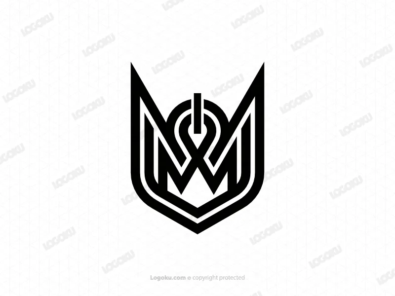 Logo Mit Katzenkopfkrone Und Geometrischer Linie