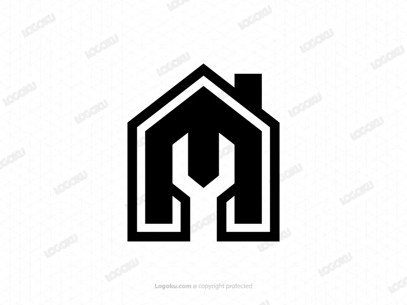 Monogramm-logo Für Hausdach Mit Dem Buchstaben M (schraubenschlüssel)